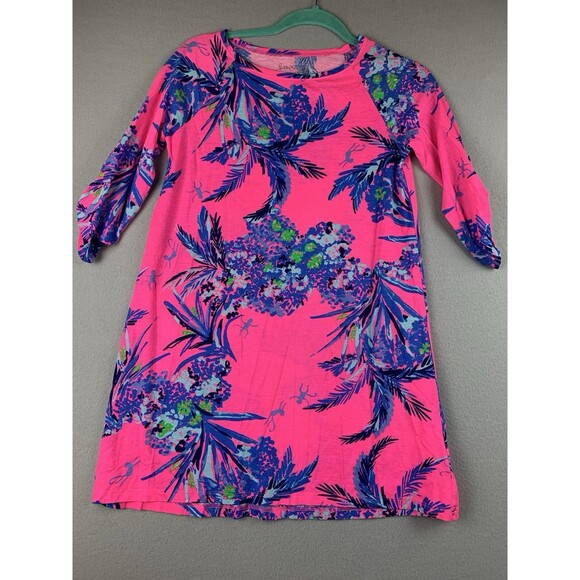 Lilly Pulitzer Other - Lilly Pulitzer Dress Girls XL (12-14) Pink Surfcrest Tiki Monkey Out on Limb